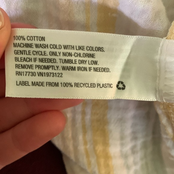 Cotton Button-up Shirt Pastel Yellow Pink Beach Cover-up coastal granddaughter - Picture 5 of 5